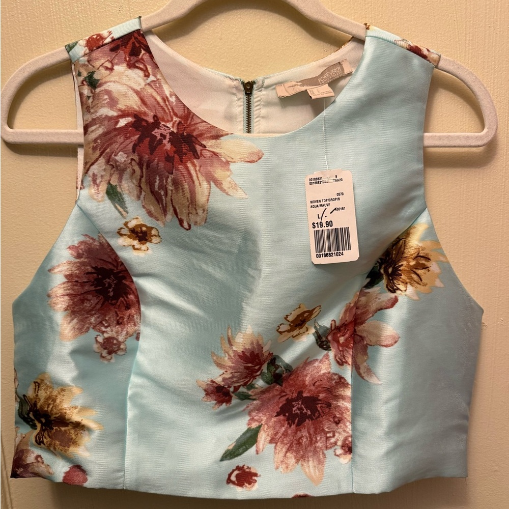 Forever 21 Blue Sleeveless Crop Tank Top